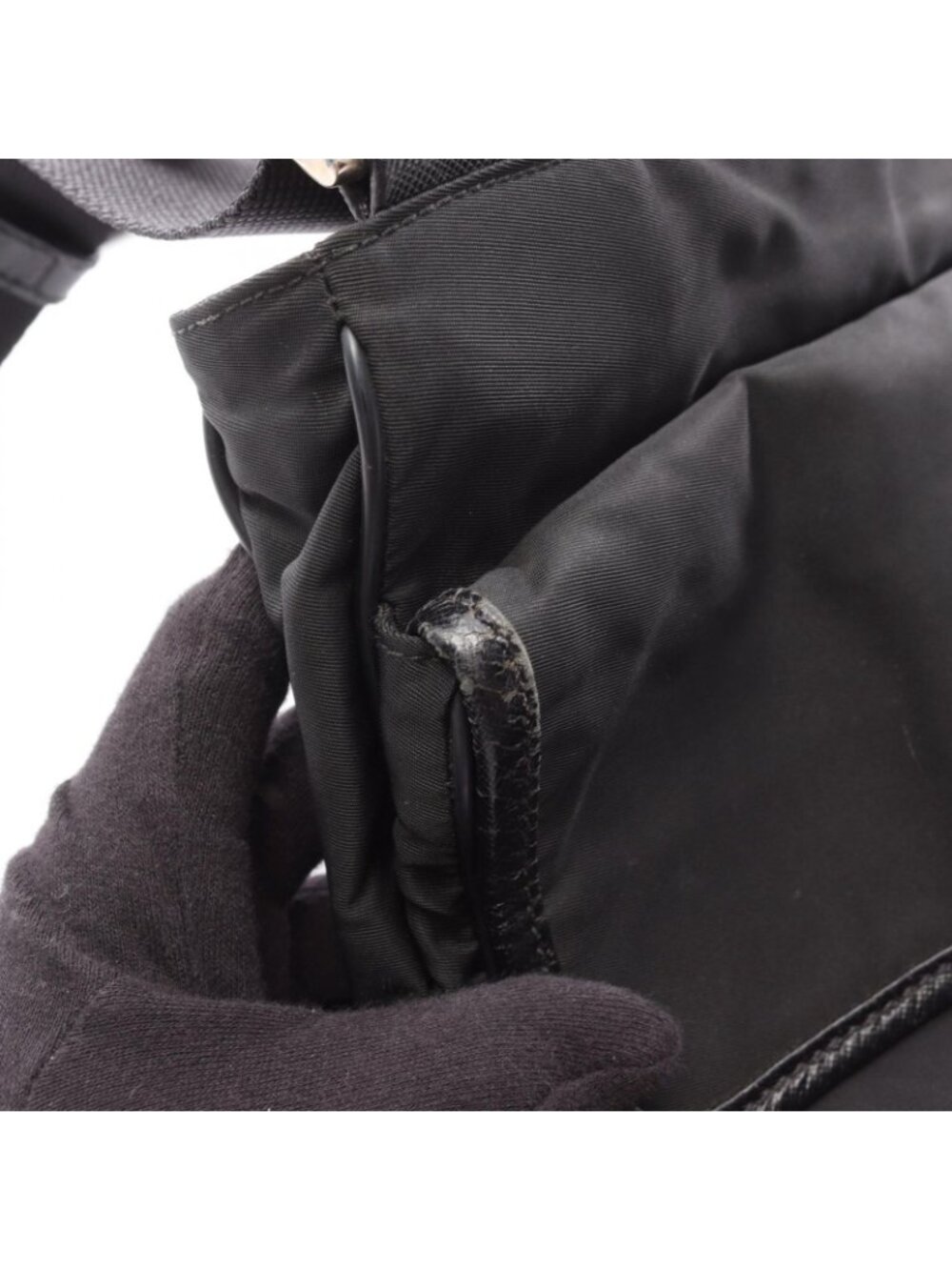 Prada Shoulder Bag Viaggio Black Nylon Saffiano Leather Triangle Logo Messenger - Picture 8 of 13